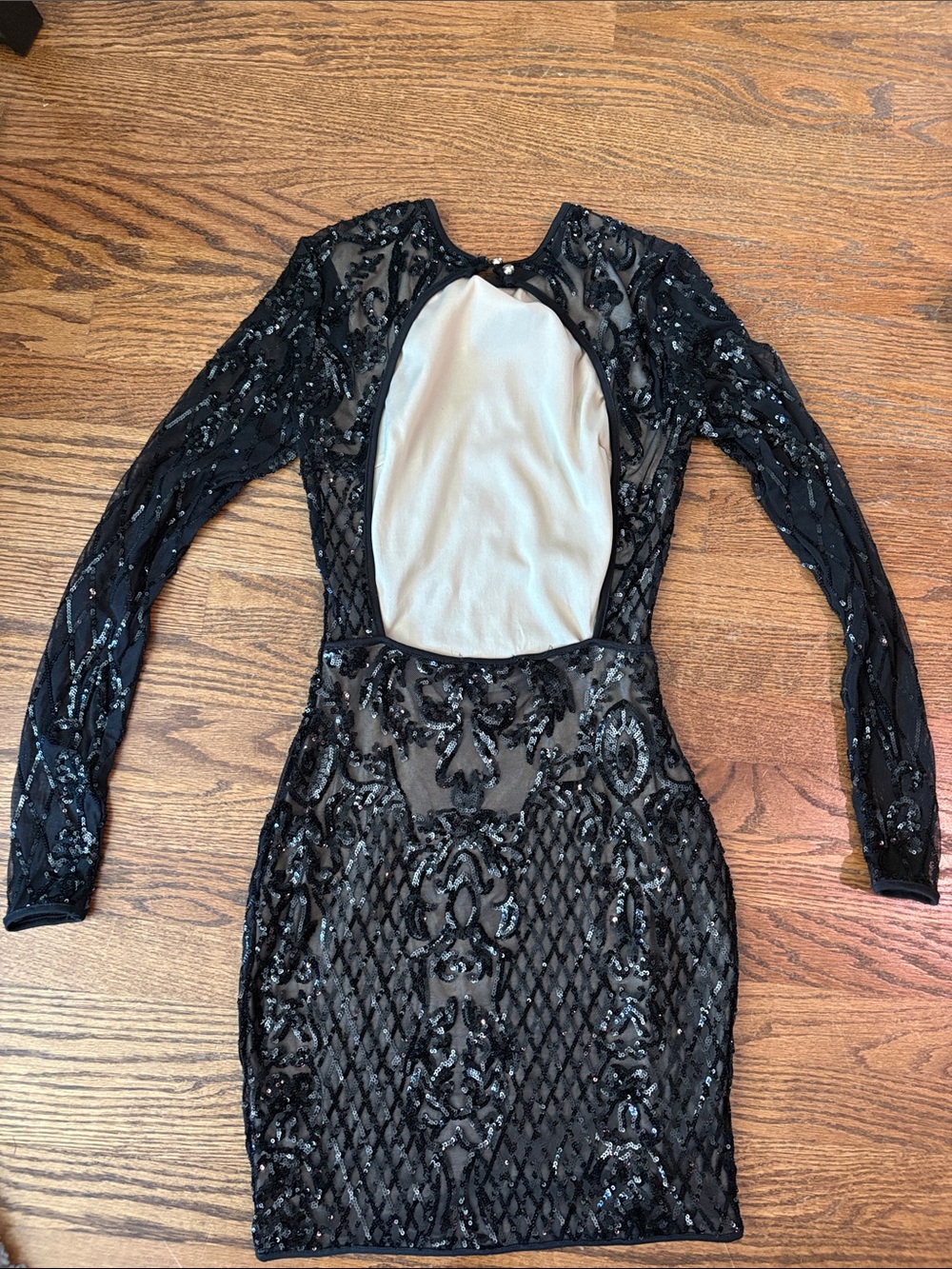 Windsor Black Long-Sleeve Sequin Sheer Bodycon Dress - Picture 2 of 2